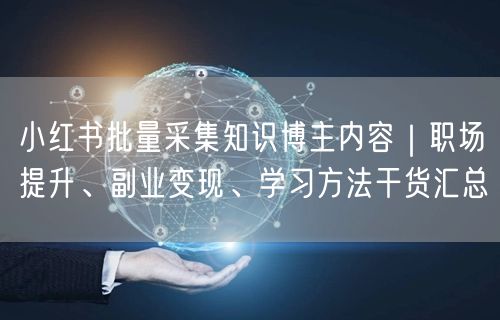 小红书批量采集知识博主内容｜职场提升、副