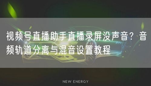 视频号直播助手直播录屏没声音？音频轨道分