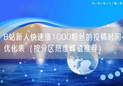 B站新人快速涨1000粉丝的投稿时间优化
